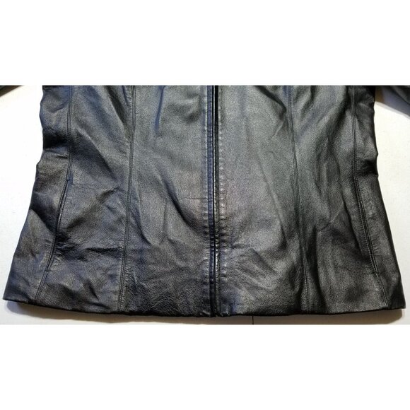 Worthington Full Zip Black 100% Leather Jacket Lined Pockets RN 93677 Women's XL - Picture 12 of 16